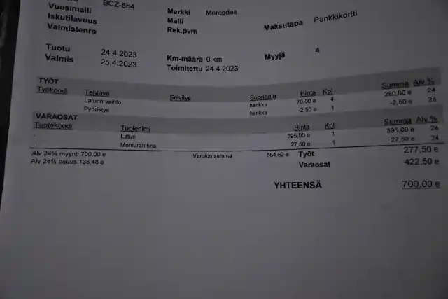 Punainen Tila-auto, Mercedes-Benz B – BCZ-584
