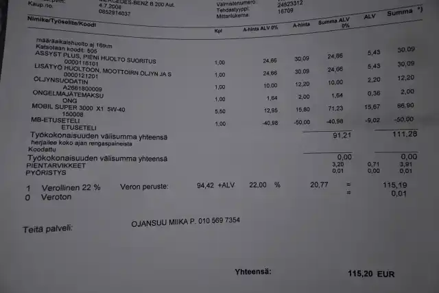 Punainen Tila-auto, Mercedes-Benz B – BCZ-584