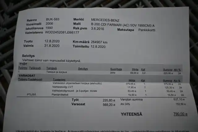 Harmaa Farmari, Mercedes-Benz B – BUK-593
