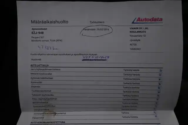 Harmaa Viistoperä, Peugeot 307 – EZJ-948